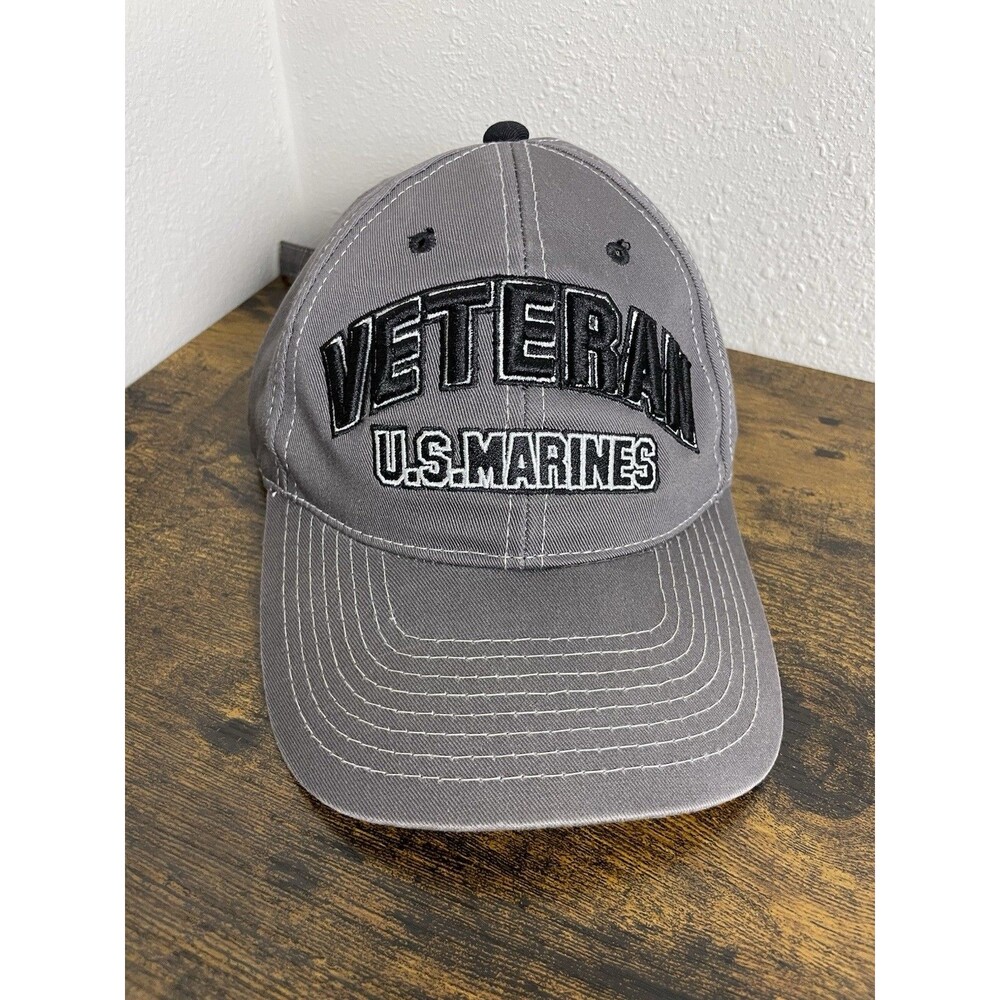 U.S. Marines Veteran Hat Gray Embroidered Baseball Cap Adjustable Military Gift